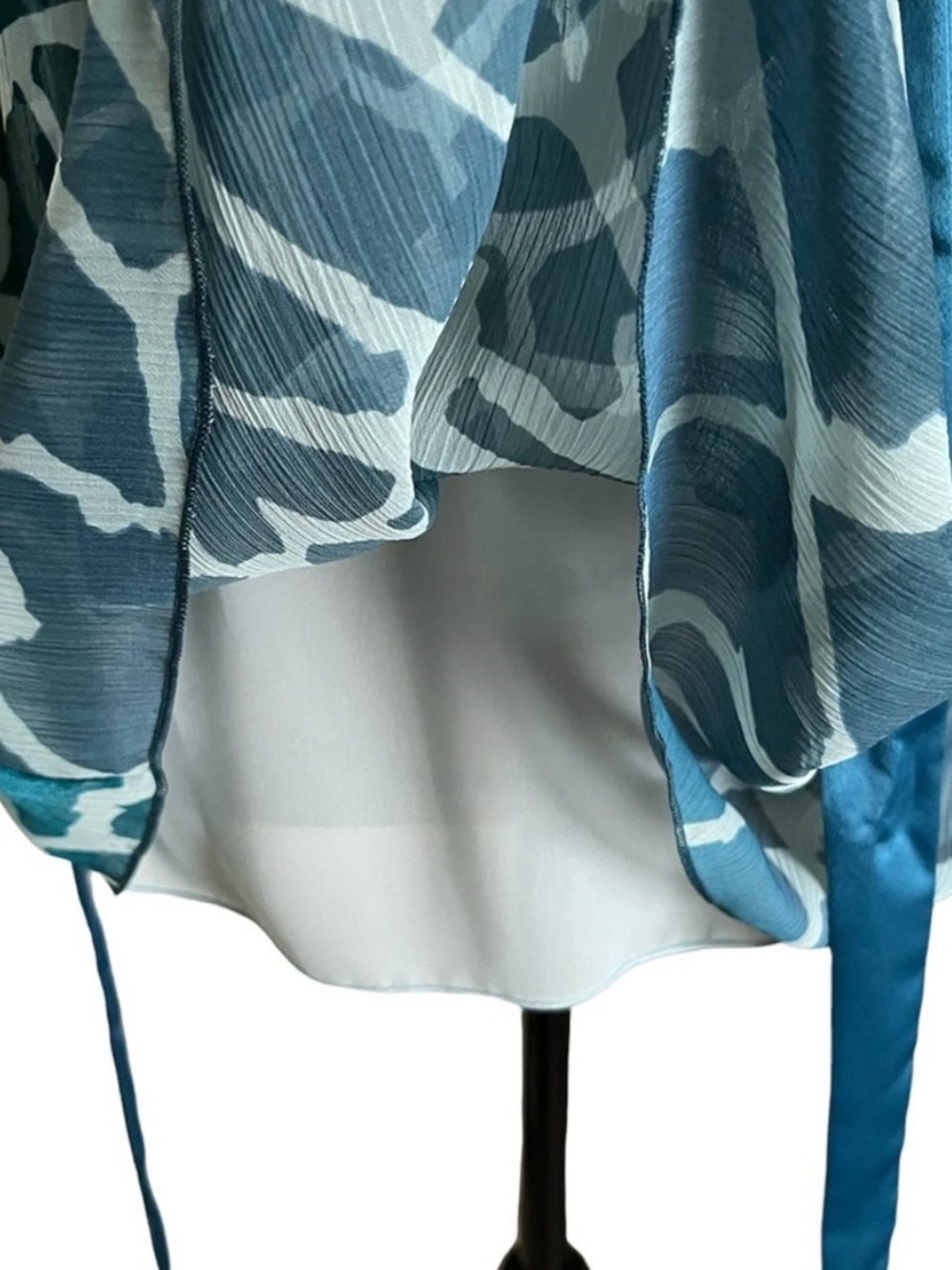 Mixit Blue Abstract Babydoll Tank Satin Tie XS Juniors Flowy Chiffon - Picture 7 of 15